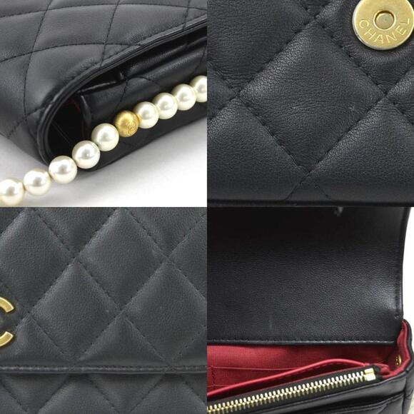 CHANEL Black Pearl Lambskin Leather Wallet - Picture 5 of 5